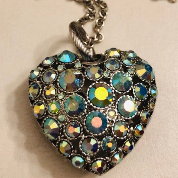 Jewelry - Vintage Rhinestone Big Heart Pendant Necklace